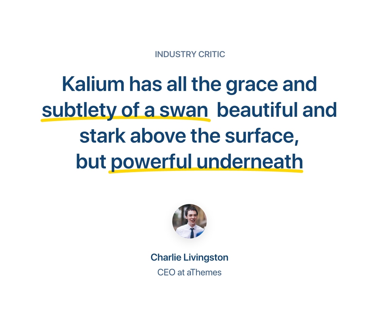 Kalium has all the grace and subtlety of a swan.