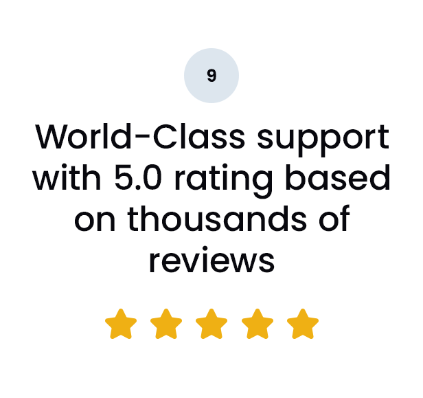 Five star rating for site templates and products.