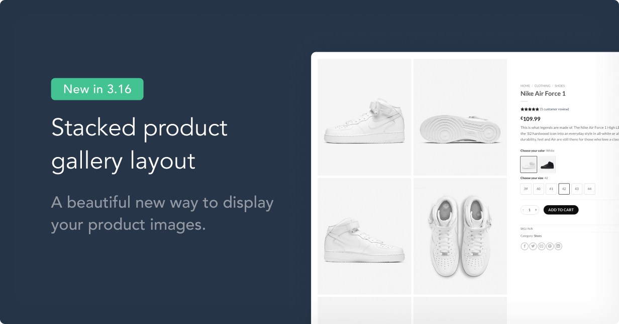 White sneakers product page.
