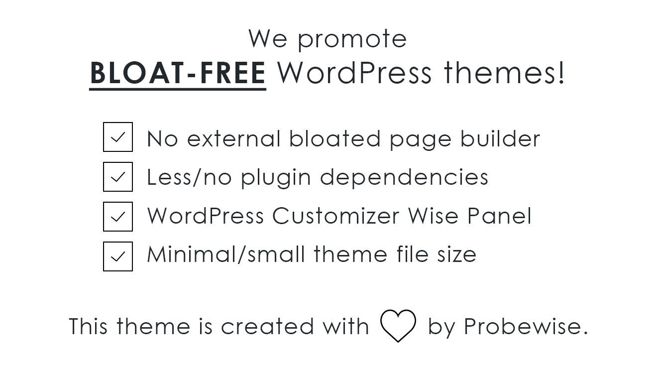 Pages with a description of the WordPress template.