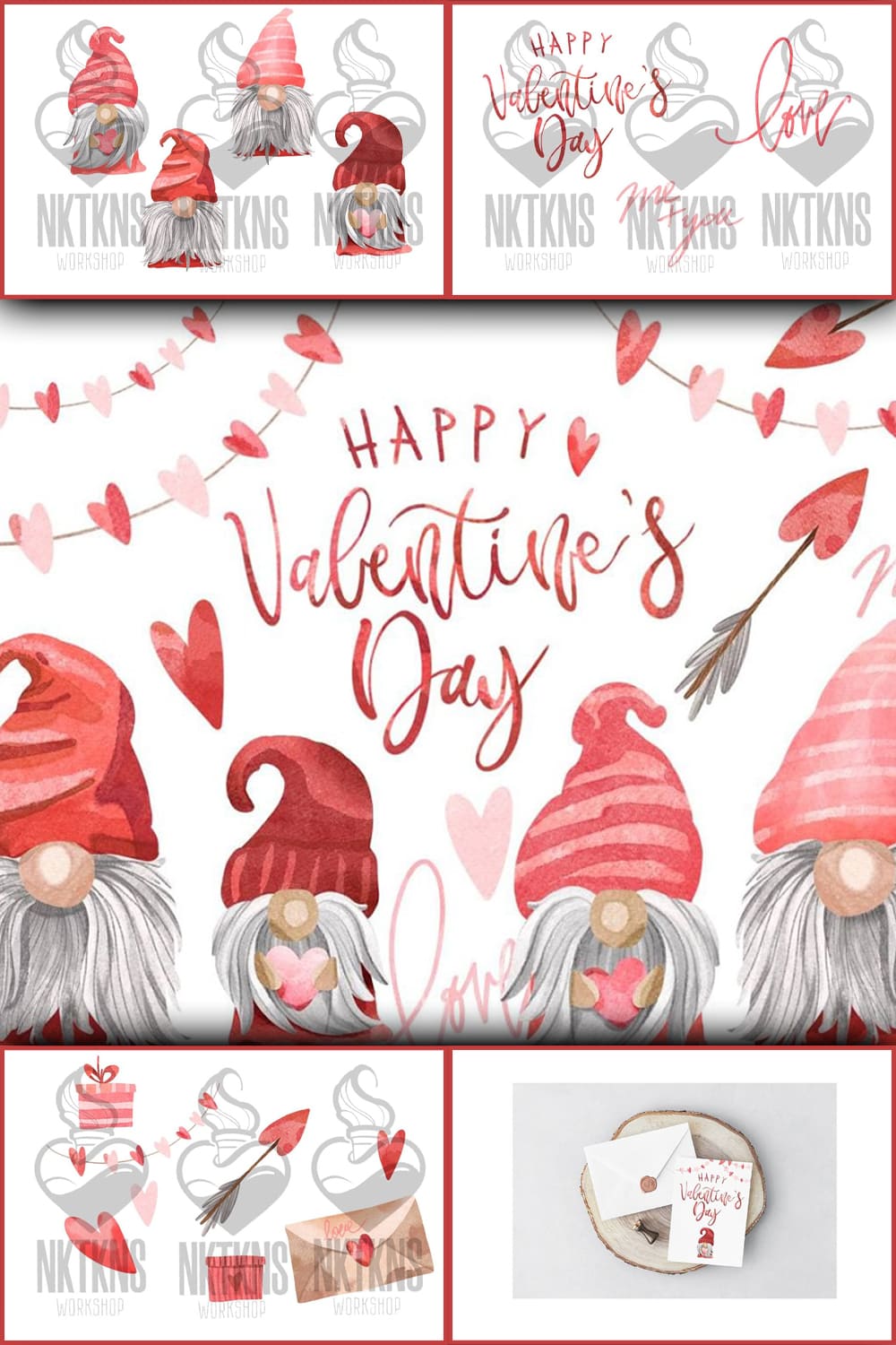 Valentine day gnomes clipart.