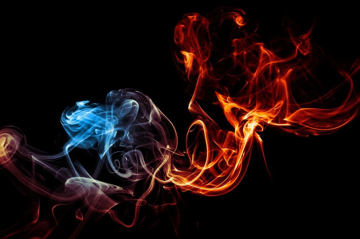 Fire and smoke blend beautifully against a black background.