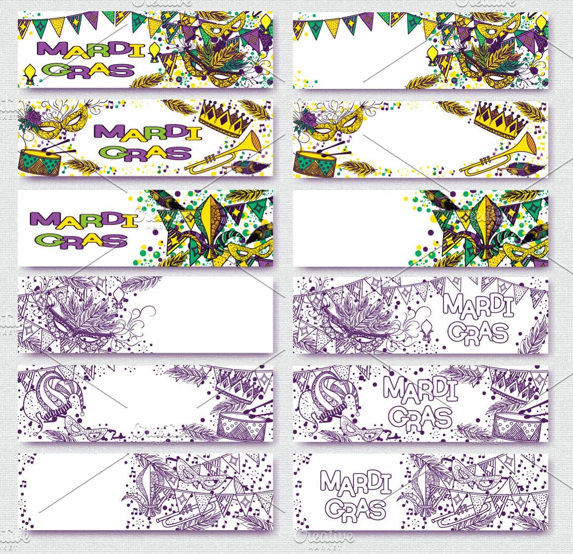 Two variants of patterns of Mardi Gras.