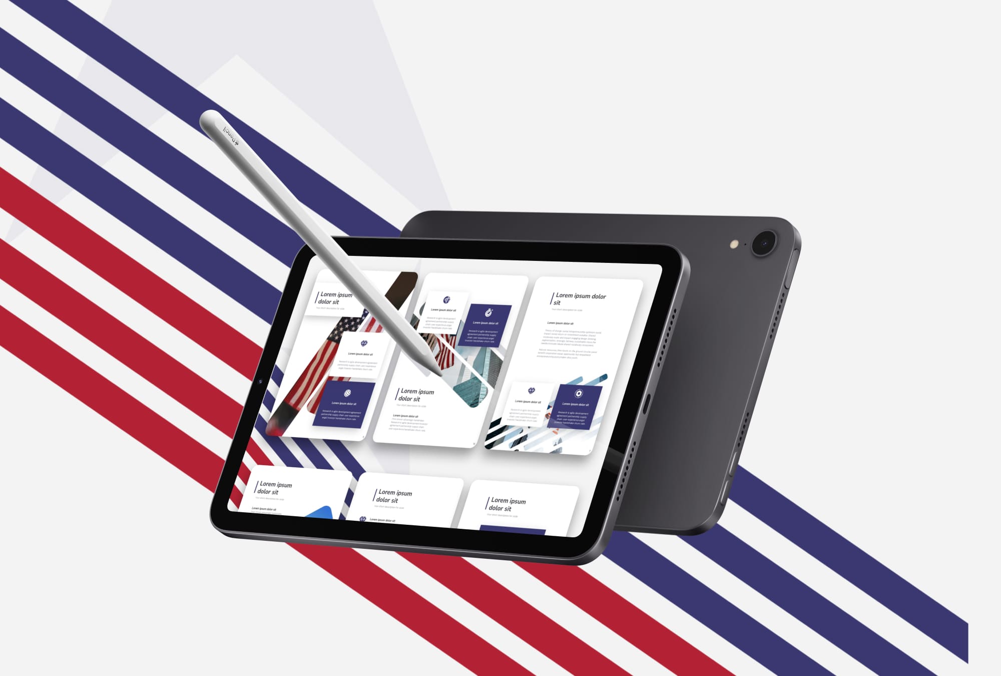 Preview MemorialDay Presentation Template on the tablet.