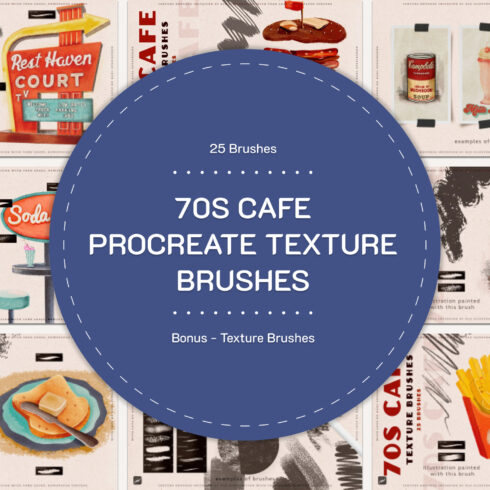 Preview 70s cafe procreate texture brushes.