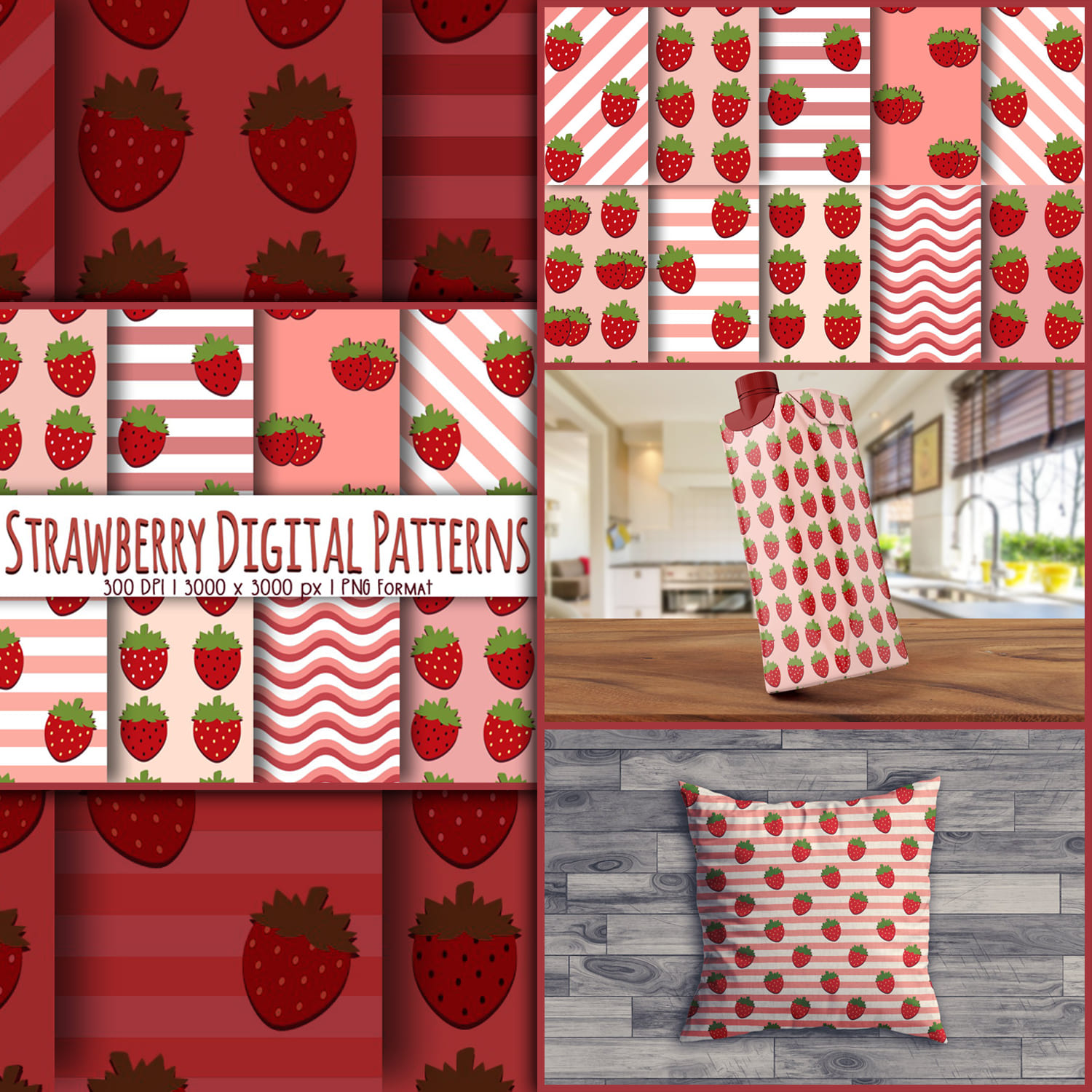 Examples of using the strawberry pattern in the household.