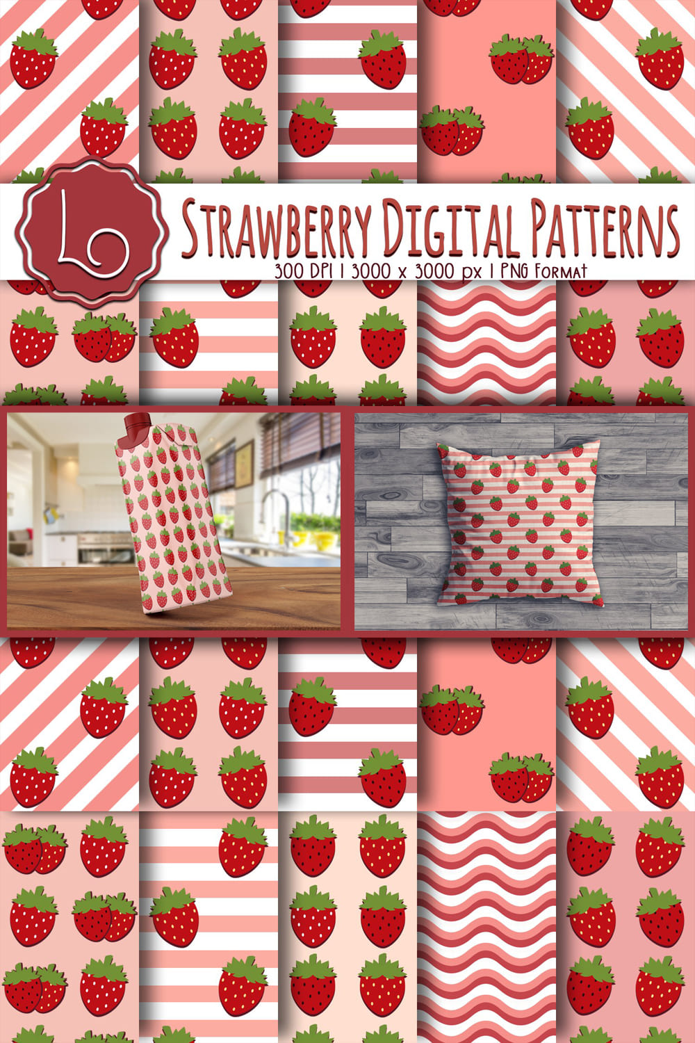 Strawberry digital patterns.