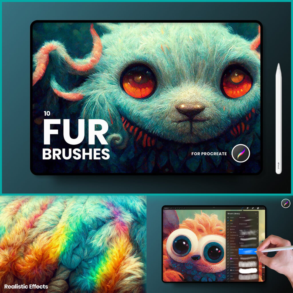 FUR Brushes Realistic Procreate Fur MasterBundles