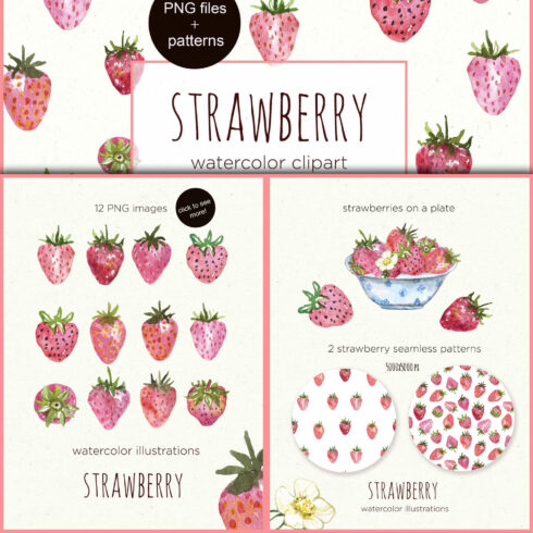 Three slides with strawberry patterns.