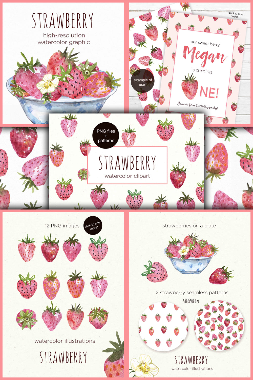 Strawberry clipart watercolor berry strawberries c.