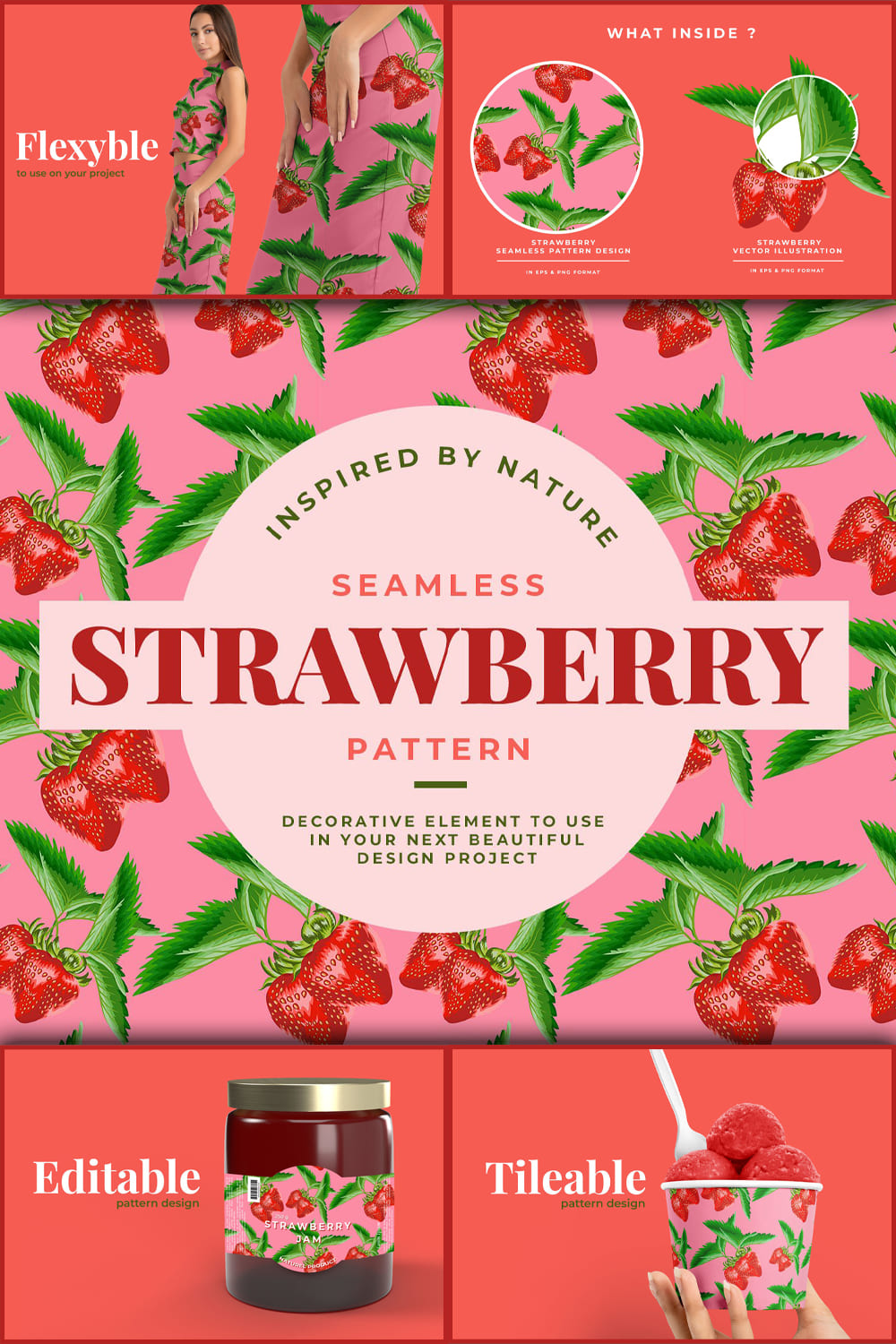 Strawberry seamless pattern.