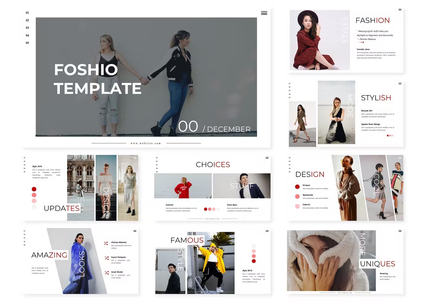 Great sets of templates for the theme of fashion.