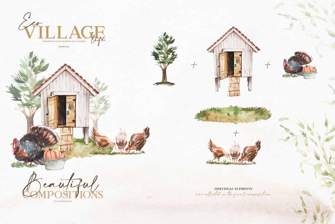 Beautiful compositions with chickens and chicken coops.