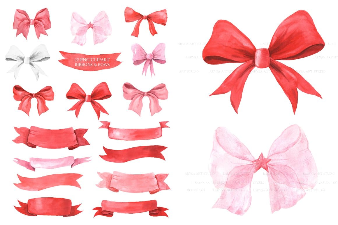 17 PNG Clipart ribbons and bows.