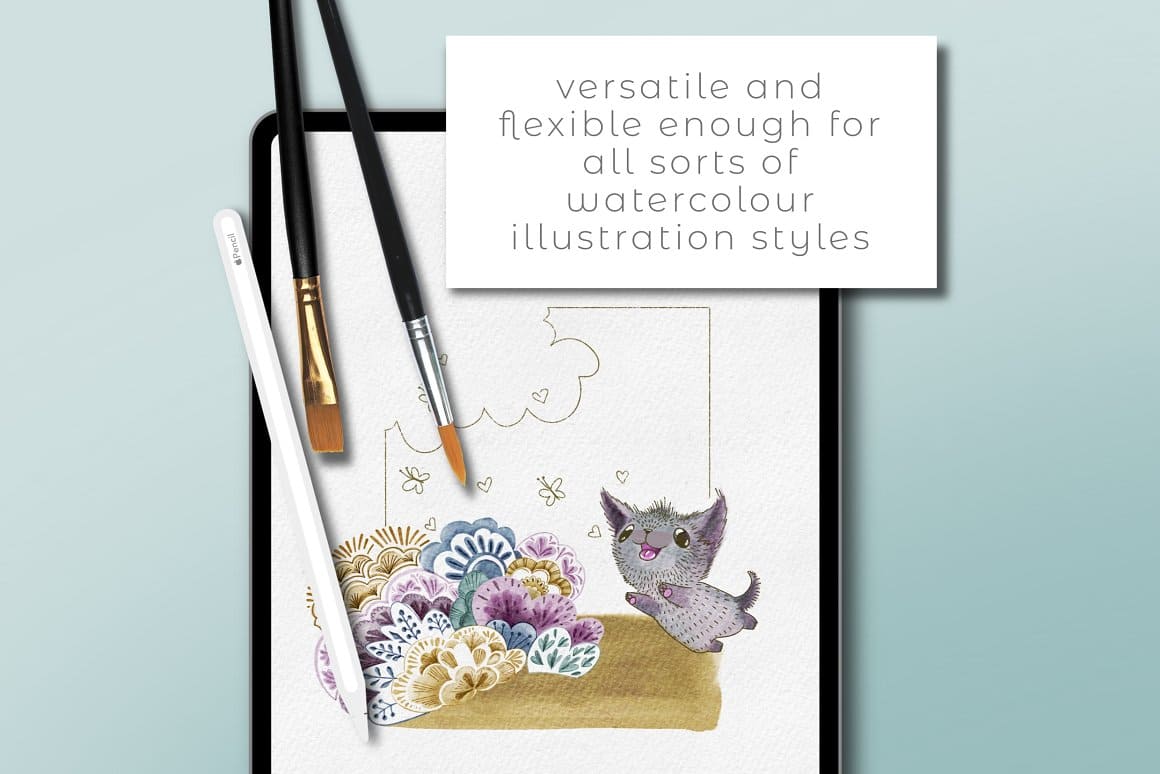 Versatile and flexible enough for all sorts of watercolour illustration styles.