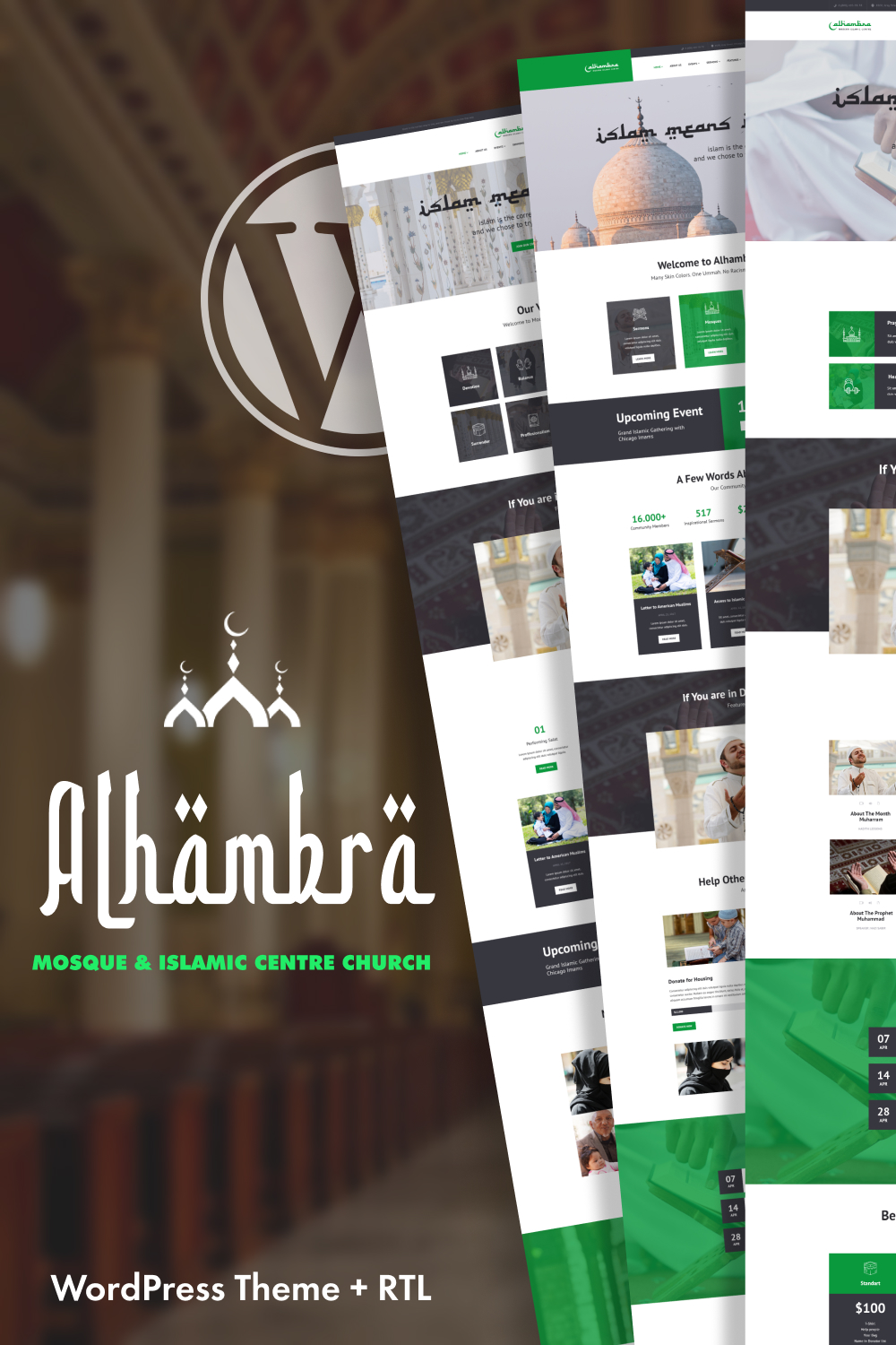 Pinterest images with alhambra mosque islamic centre church wordpress theme.