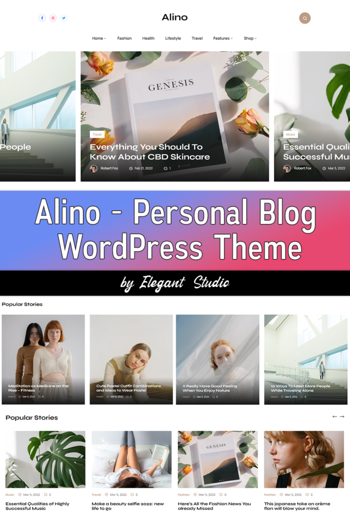 Alino - Personal Blog WordPress Theme – MasterBundles