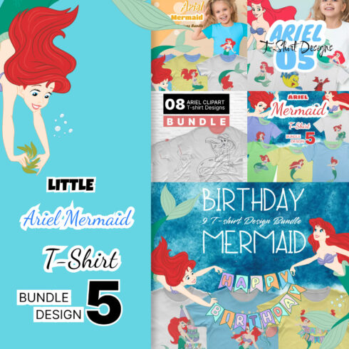 Preview ariel little mermaid svg t shirt design bundle.