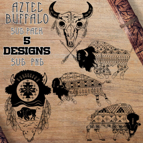 Wooden cutting board with some designs on it.
