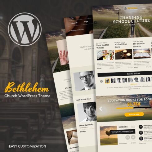 Easy customization "Bethlehem - Church WordPress Theme".