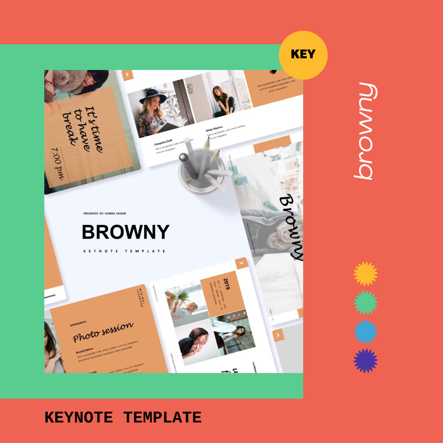 Images preview browny keynote template.
