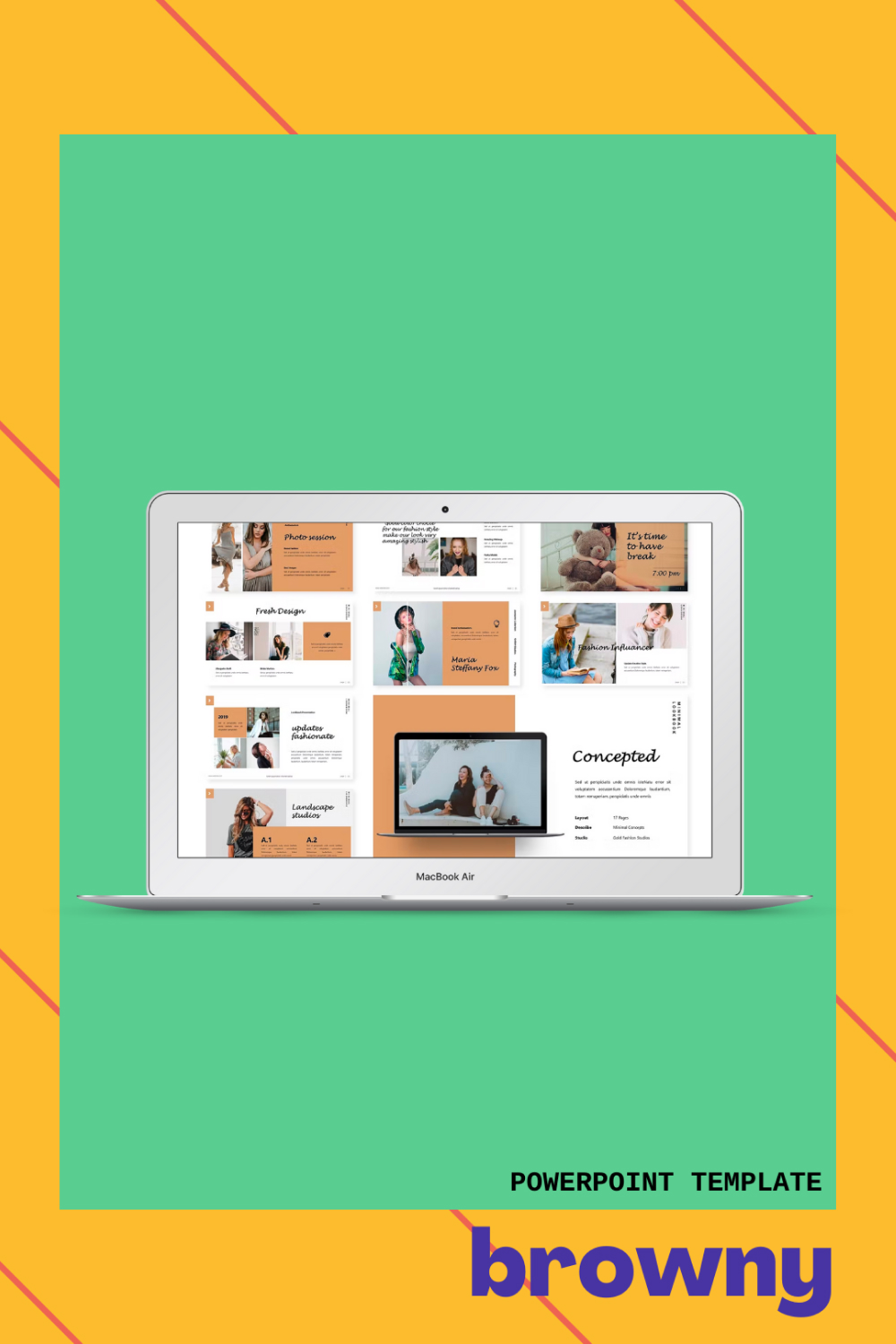 Images of pinterest browny powerpoint template.