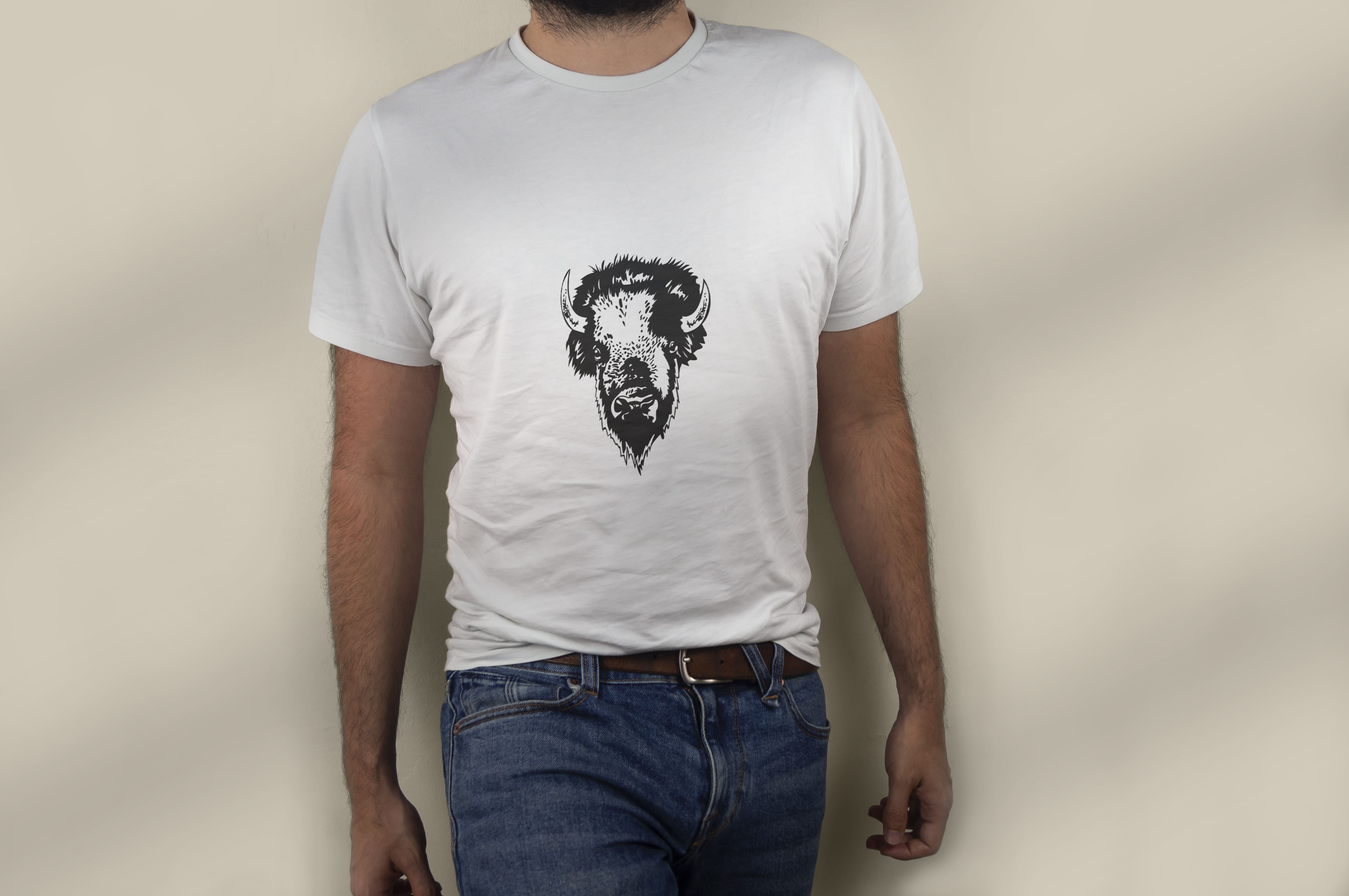 The bull is depicted on the T-shirt print.