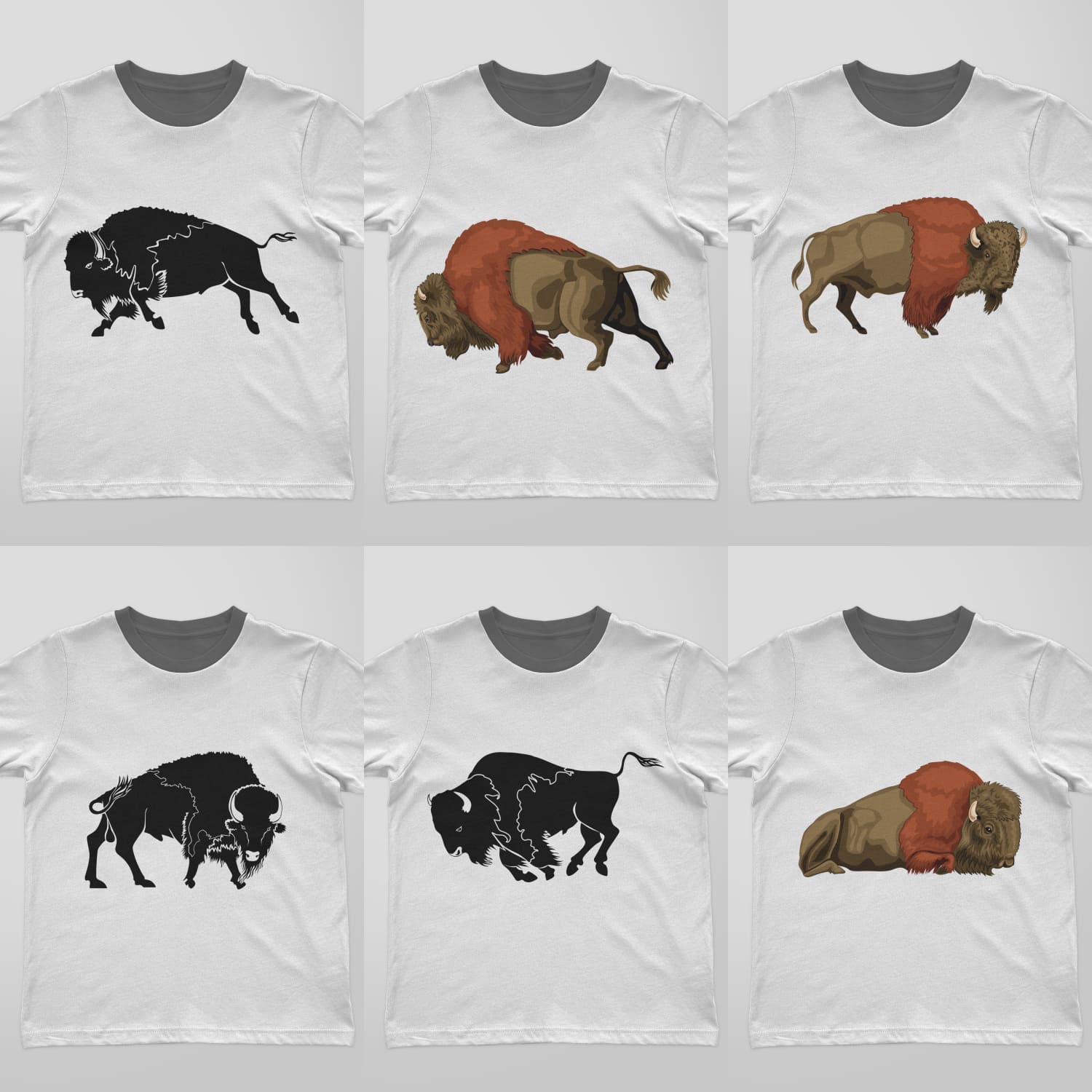 Preview of white t-shirts with bull print.