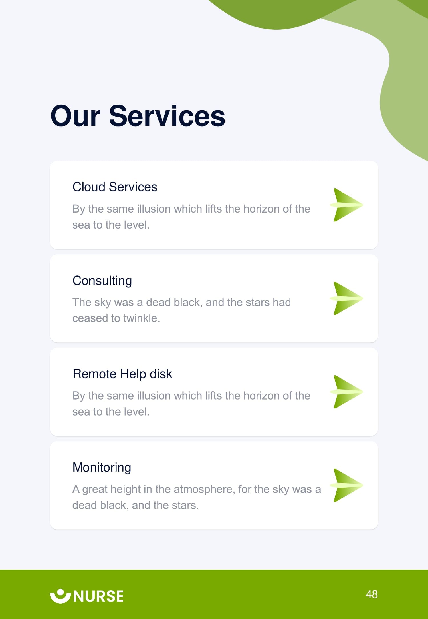 Cloud services, consulting, remote help disk, monitoring.