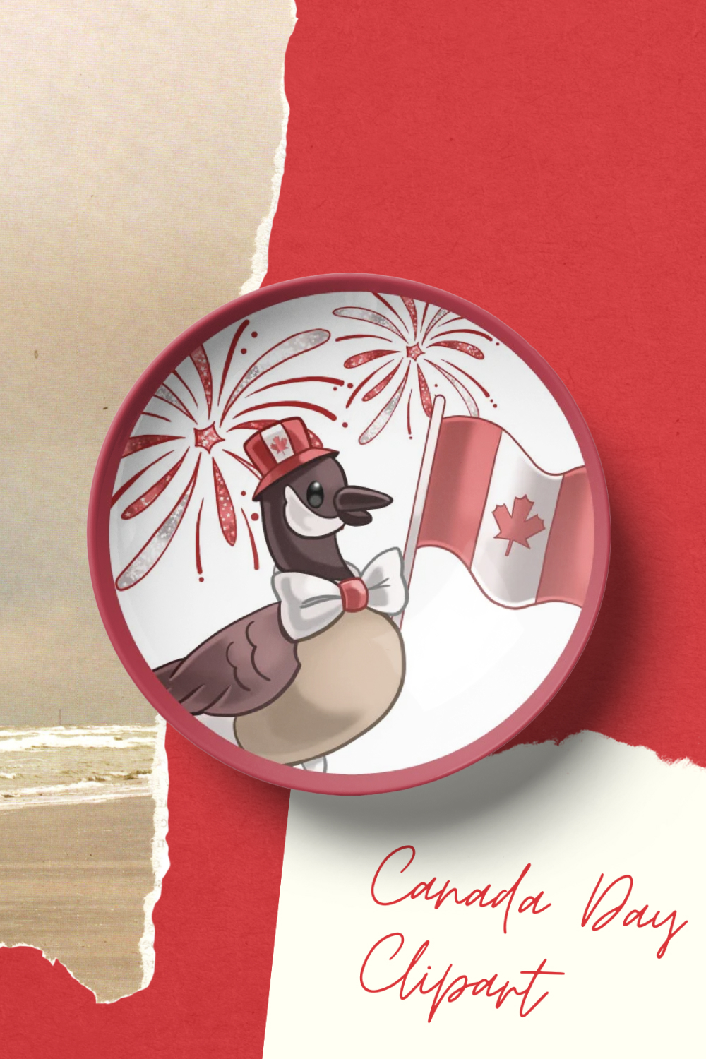 Print on tarilsa with an animal symbol of Canada.