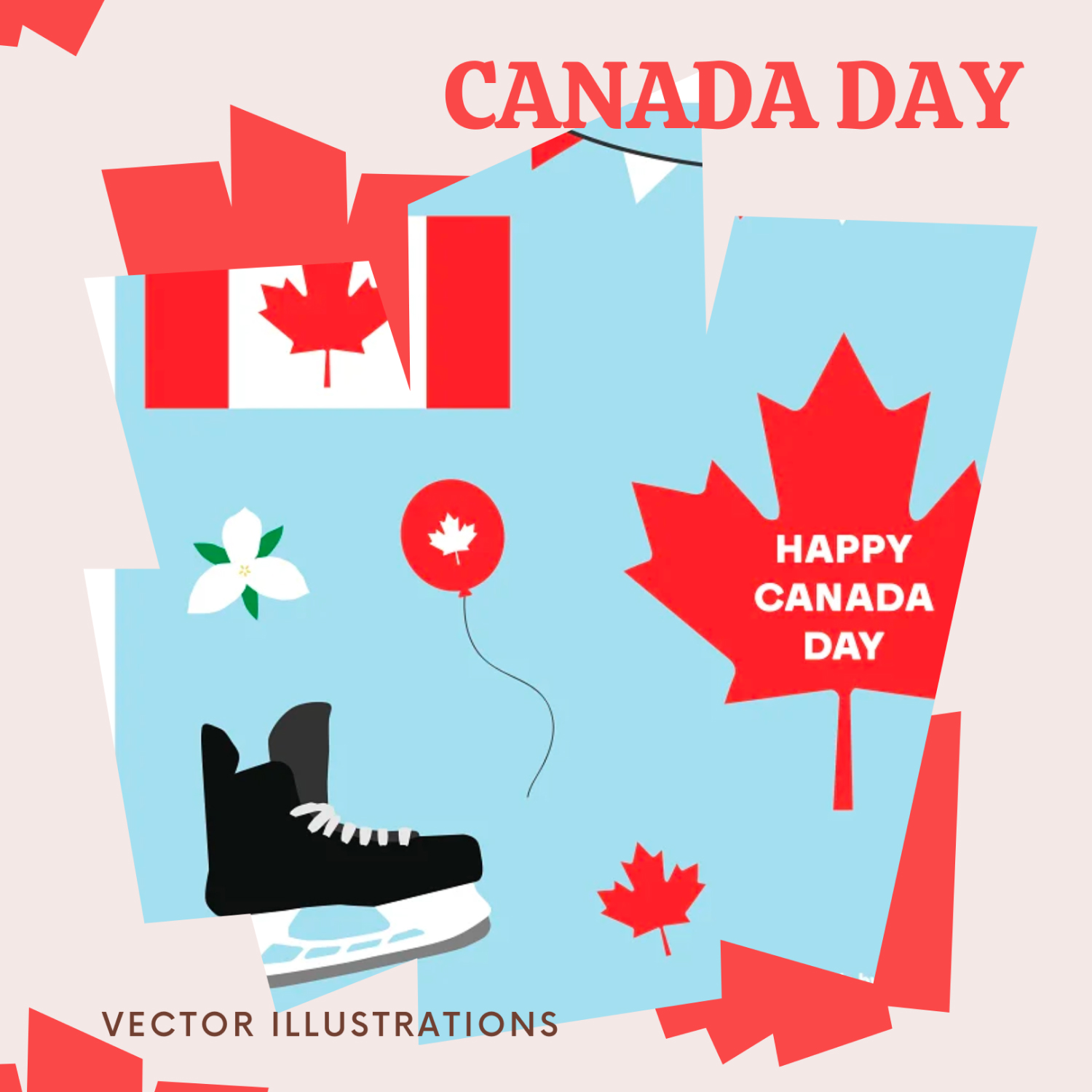 Preview canada day vector illustrations.