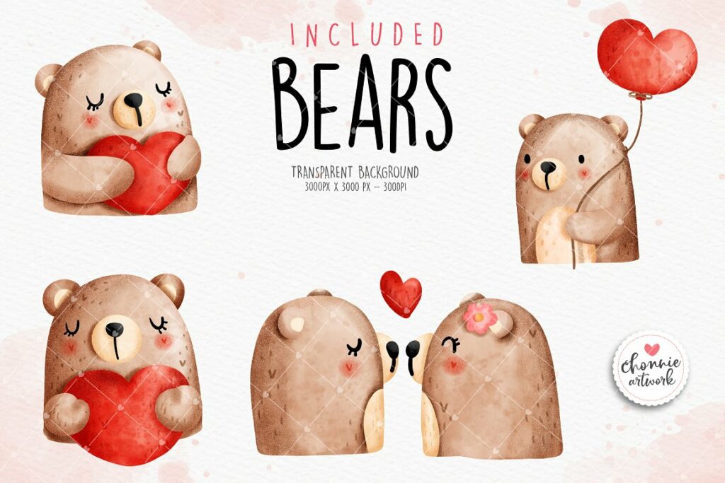 Valentine's Day Teddy Bear Clipart – MasterBundles