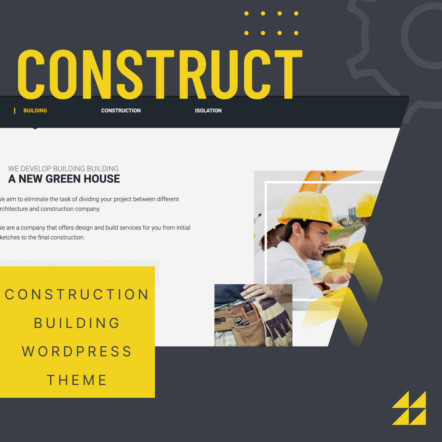 Preview images of the template on the topic of construction.