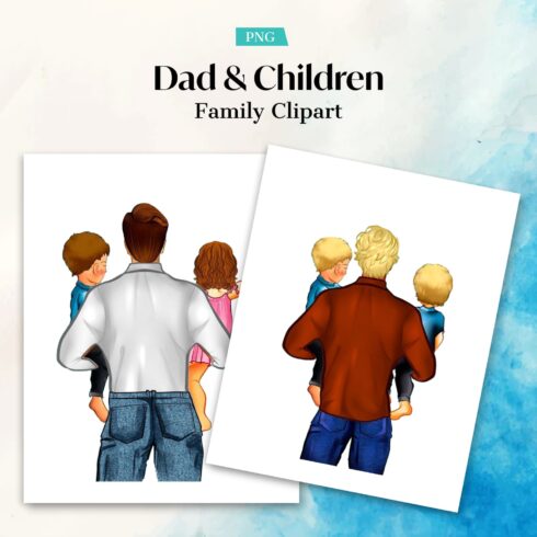 Two cards of Dad and children.