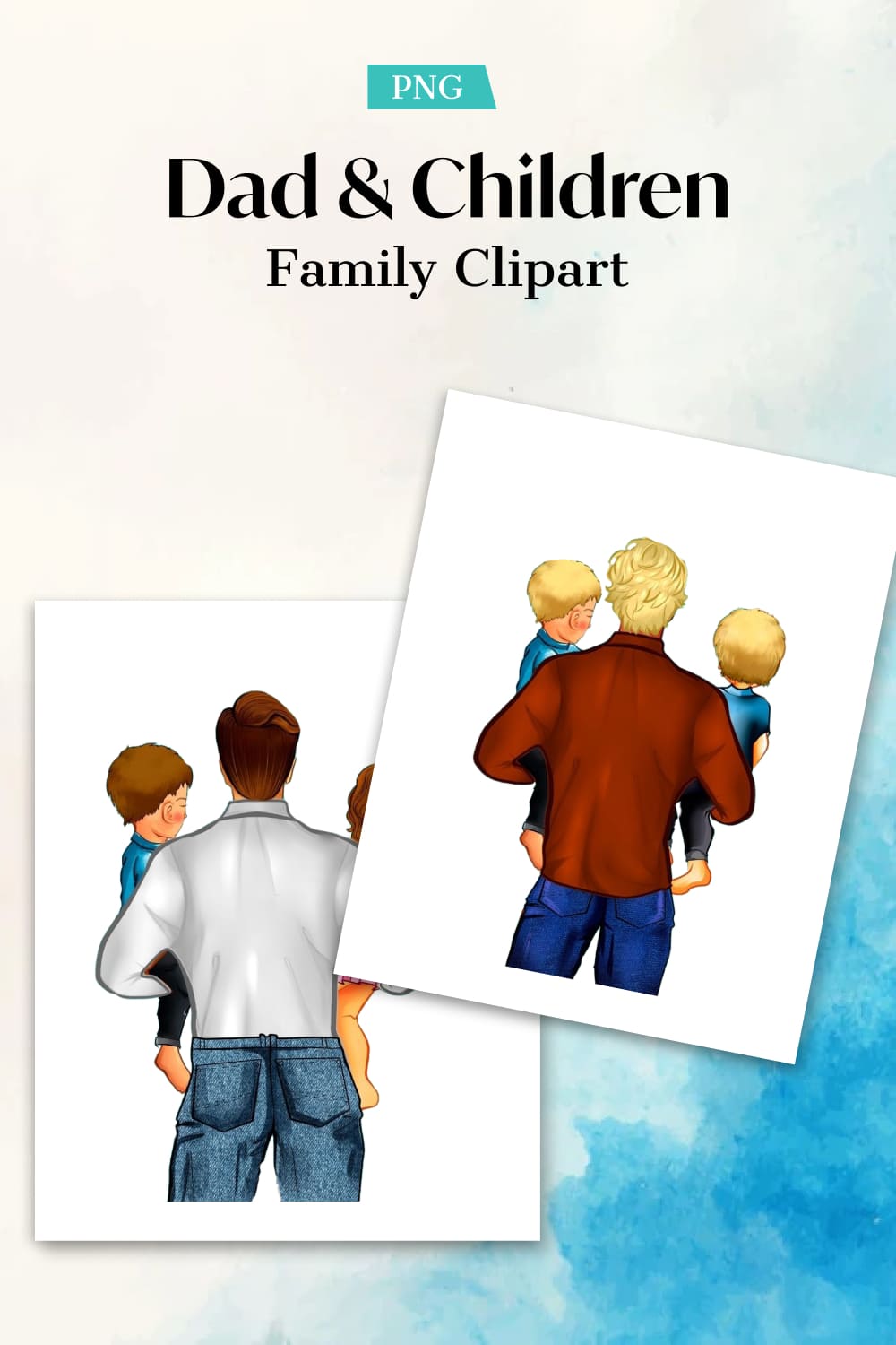 Two cards of family clipart.