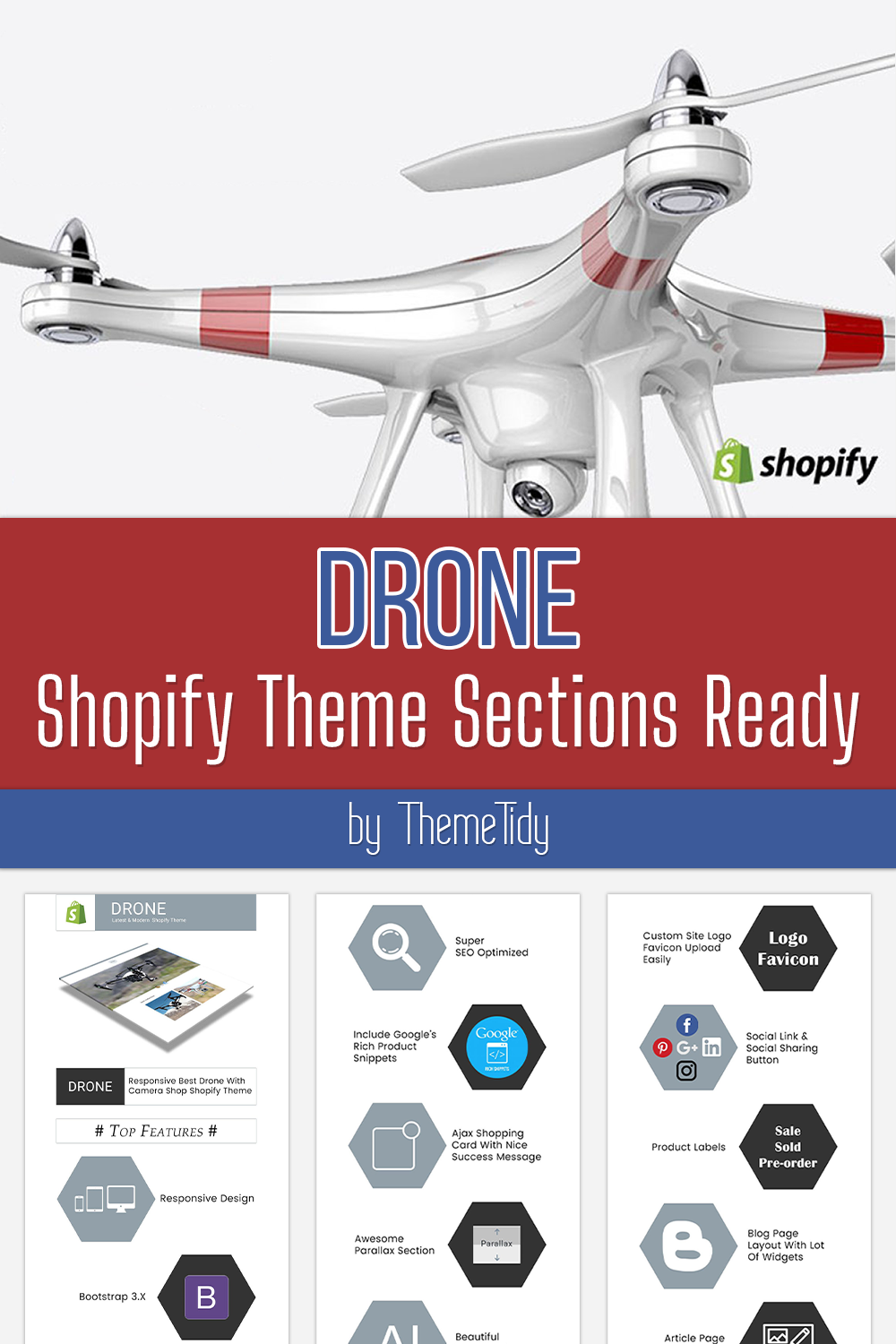 Drone shopify theme sections ready images of pinterest.