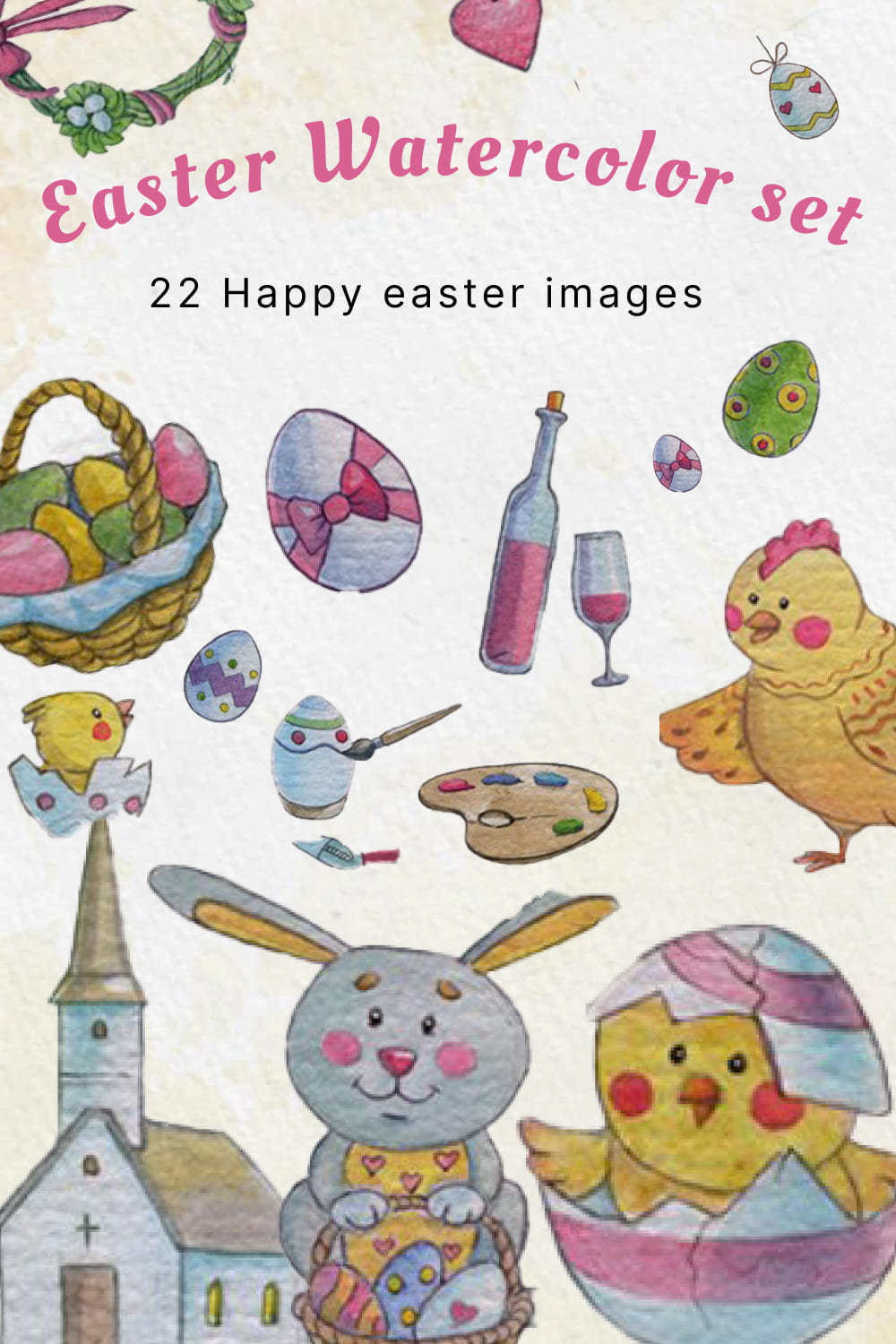 Easter watercolor set free fonts.