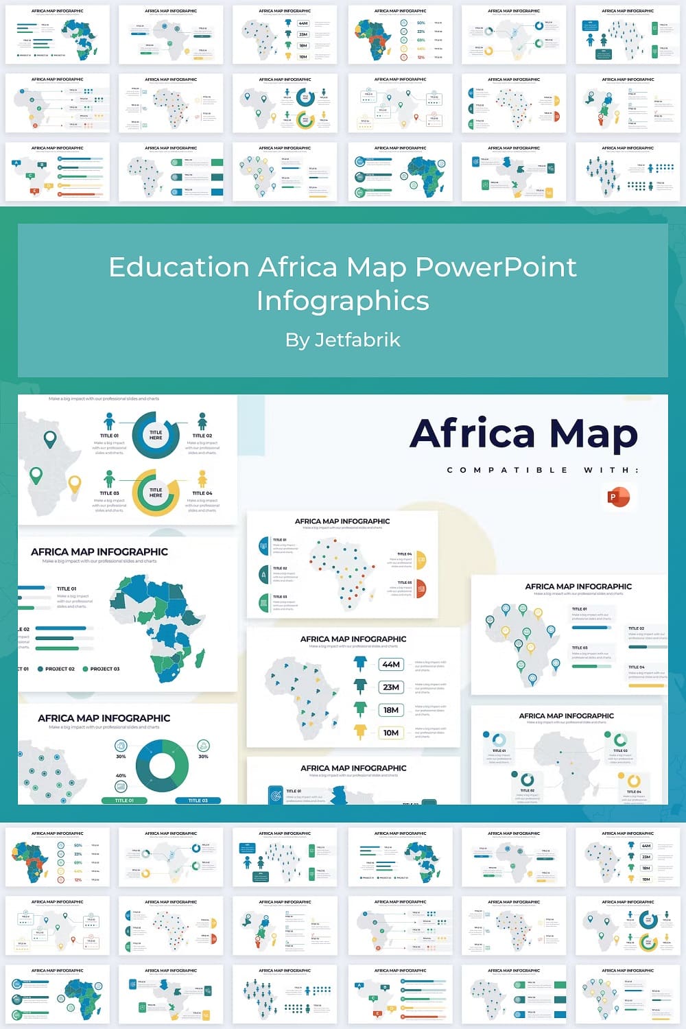 Education Africa map powerpoint infographics by Jetfabric.