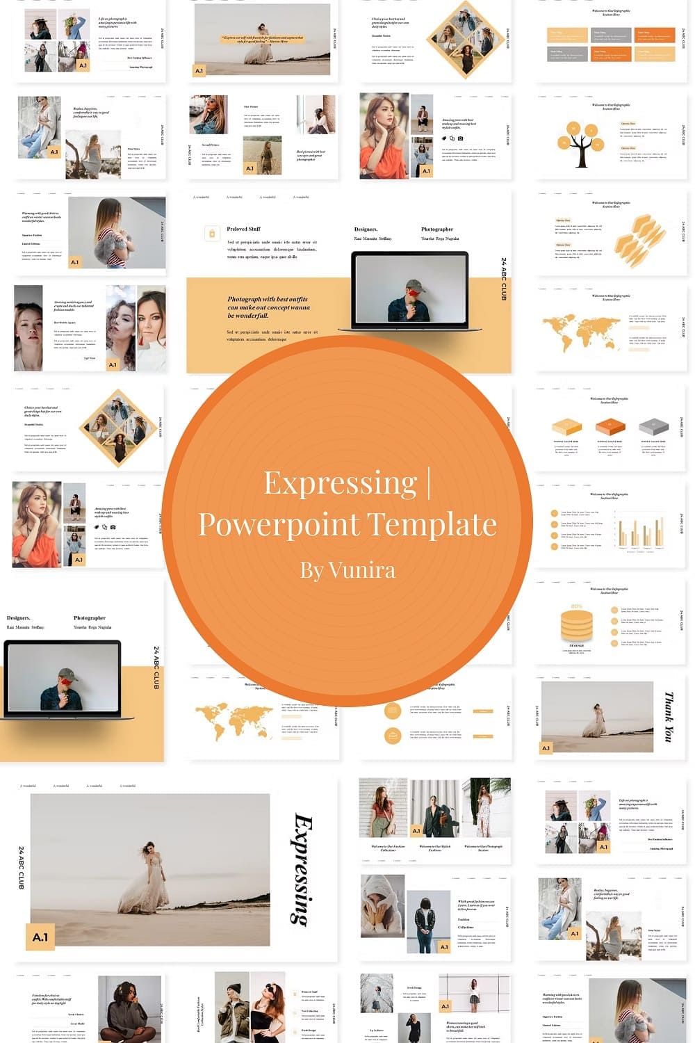 Expressing | is displayed on the laptop Powerpoint Template.