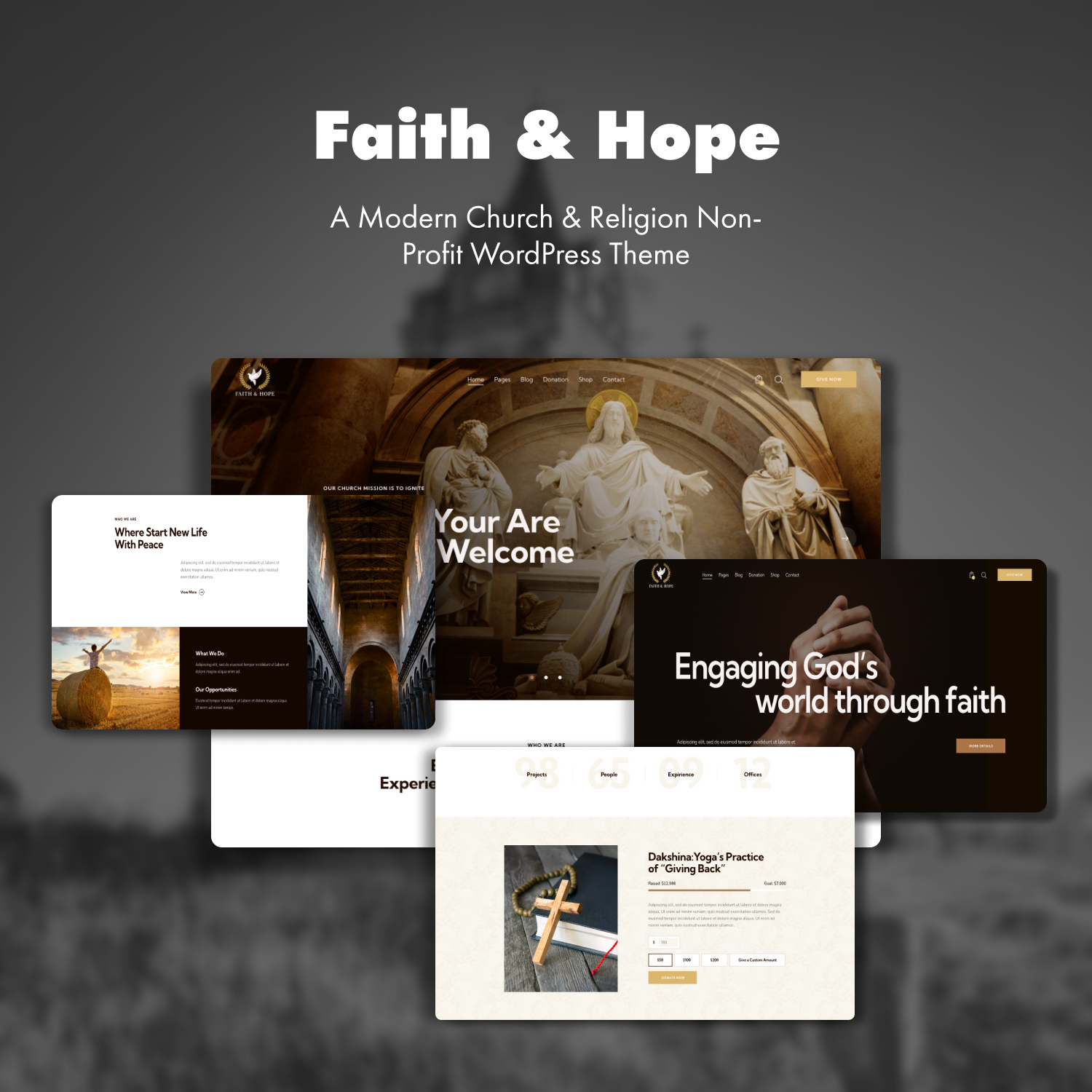 Preview faith hope a modern church religion non profit wordpress theme.