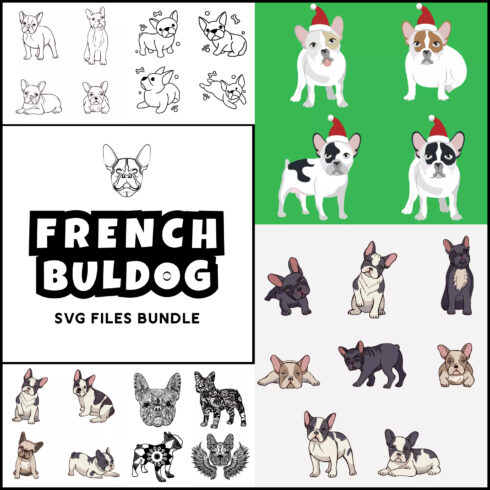 Preview french buldog svg files bundle.