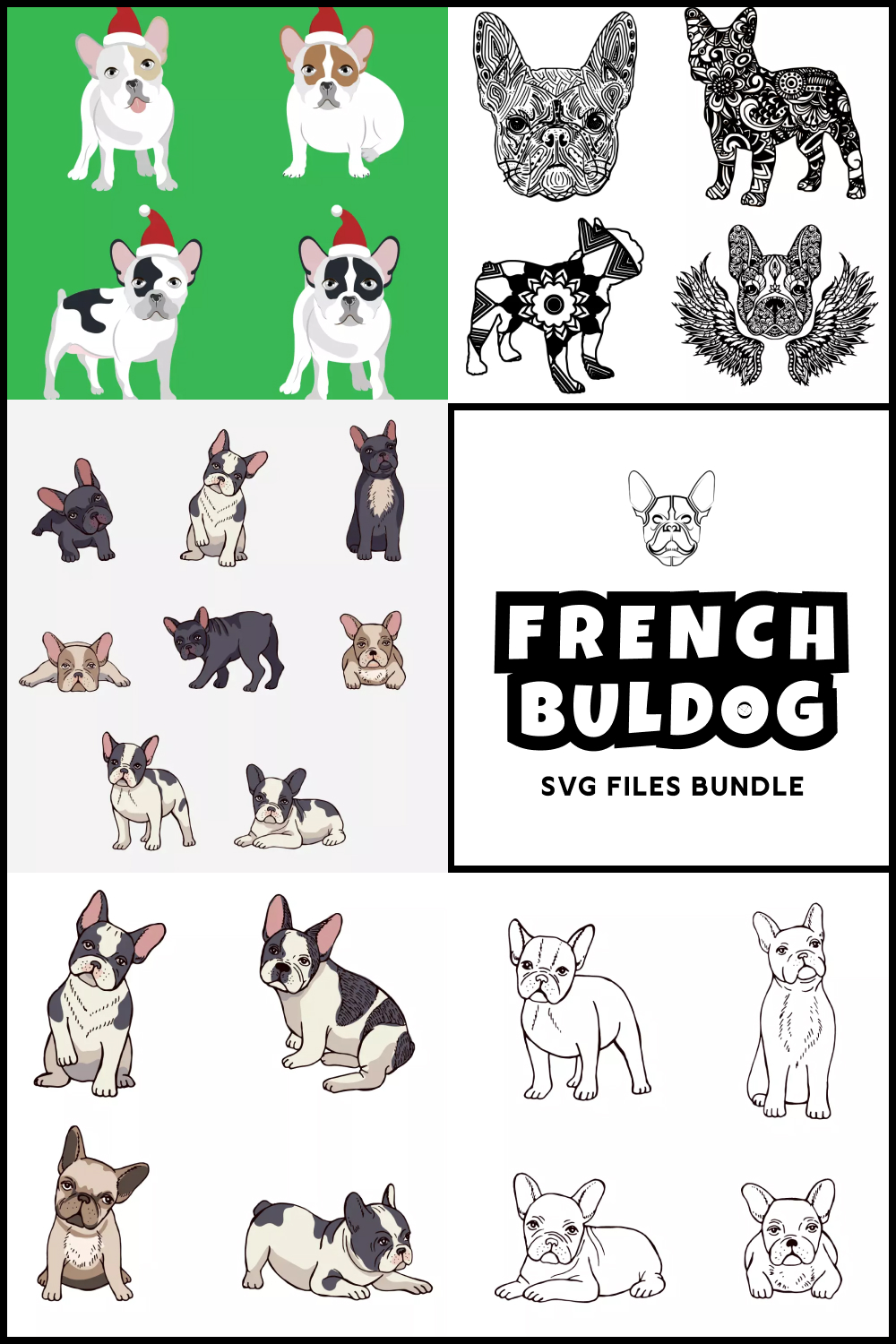 French bulldog svg files bundle.