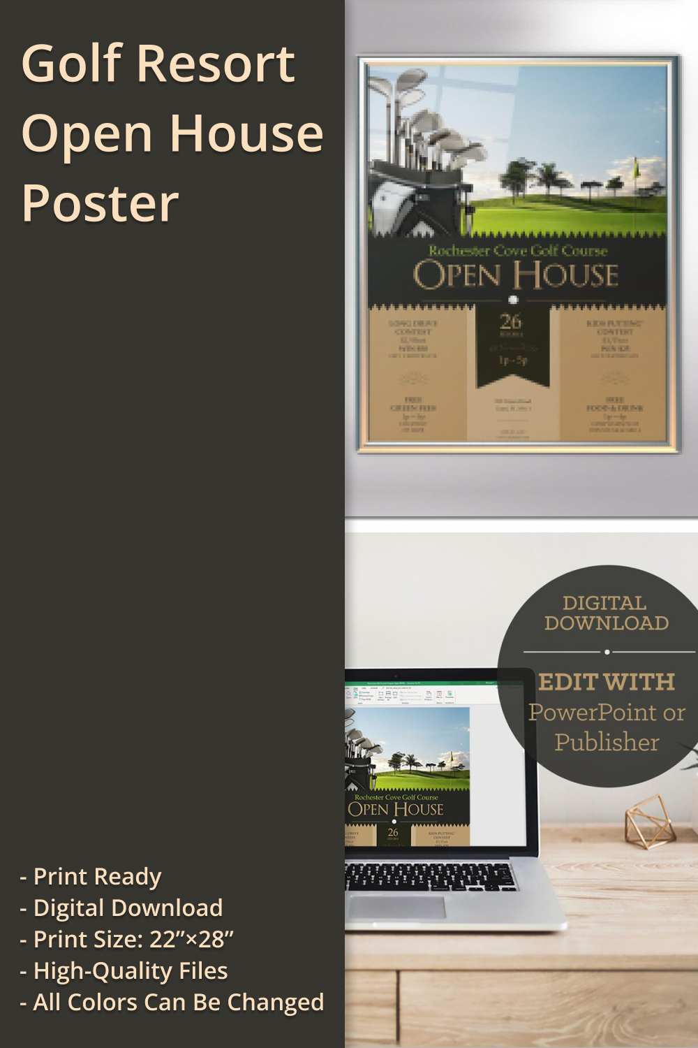 Pinterest images golf resort open house poster powerpoint publisher template.