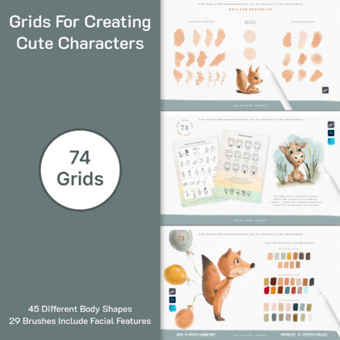 Preview grids for creating cute characters.