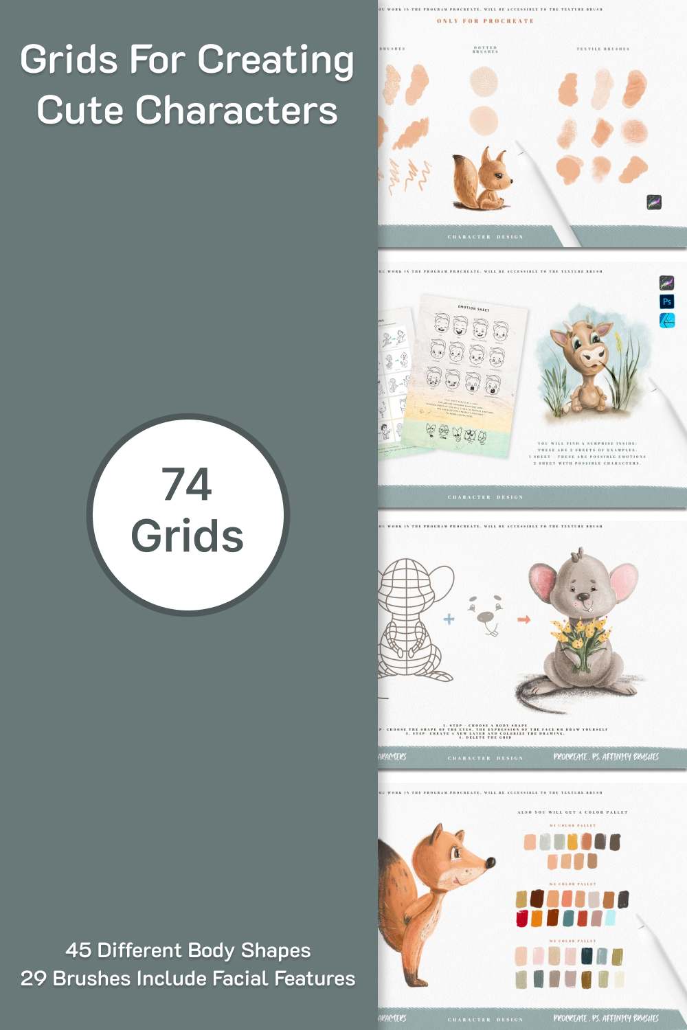 Pinterest grids for creating cute characters.