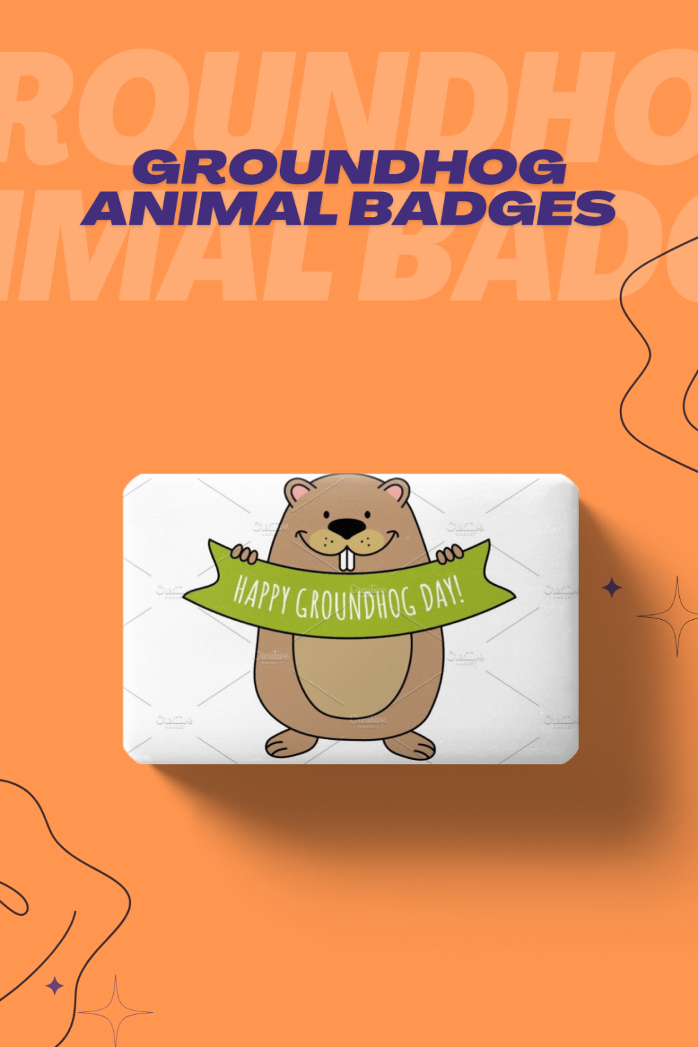 Pinterest of groundhog animal badges.