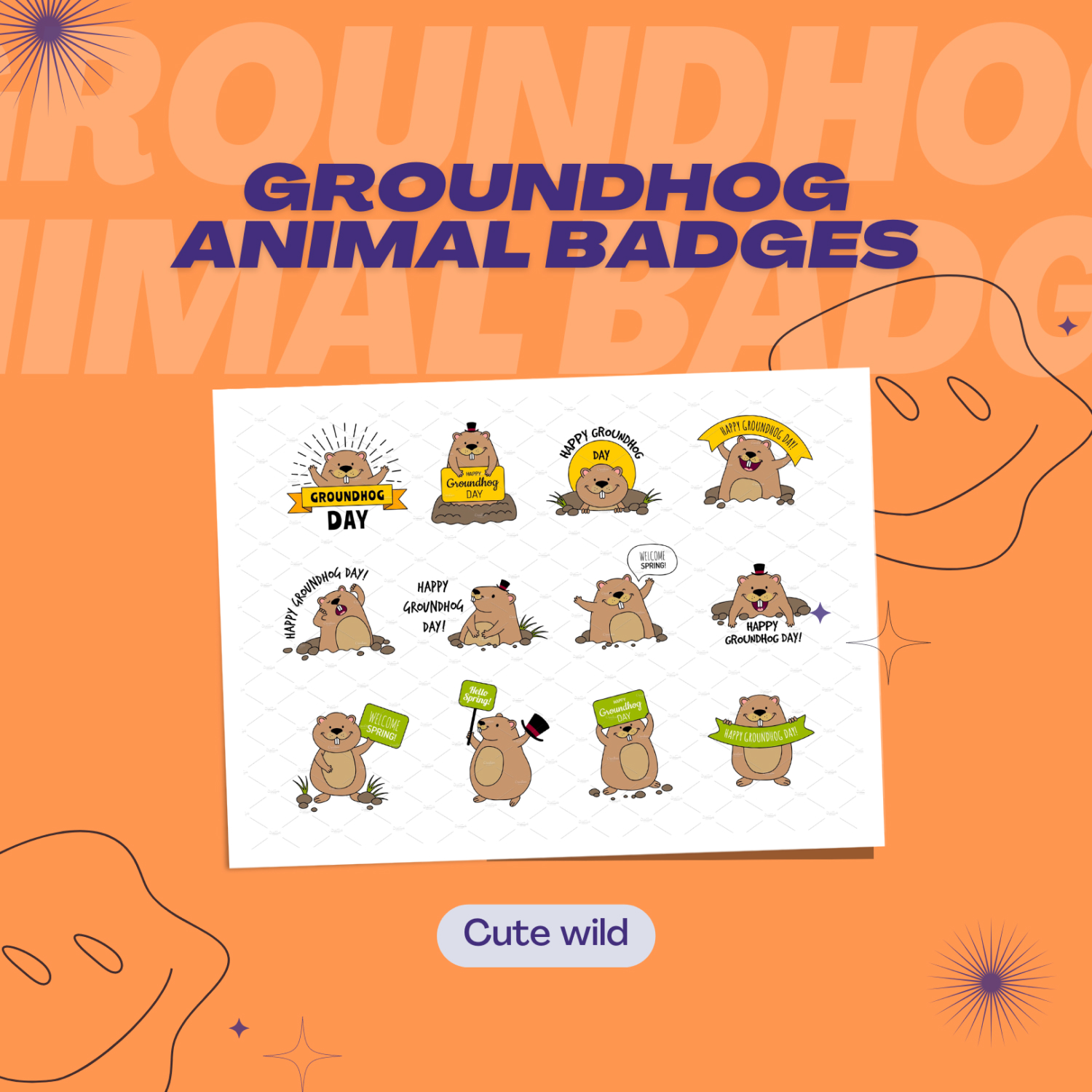 Preview images with groundhog animal badges.