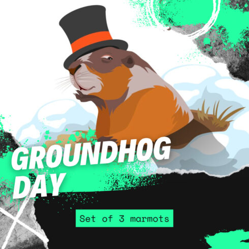 Preview images with groundhog day set of 3 marmots.