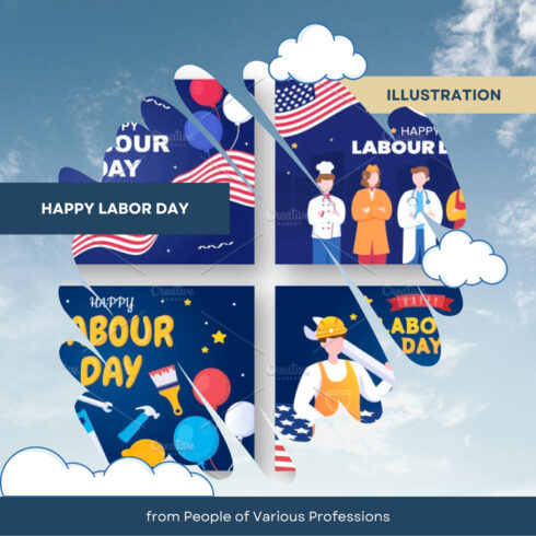Preview happy labor day illustration.