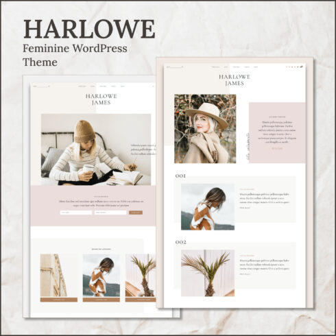Preview illustrations harlowe feminine wordpress theme.